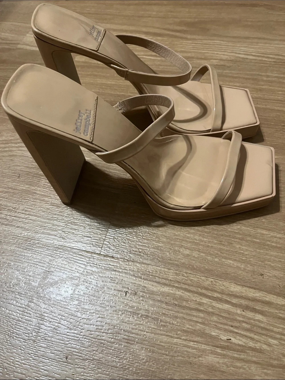 Jeffrey Campbell Hustler Platform Heeled Sandal in Nude Size 9.5
